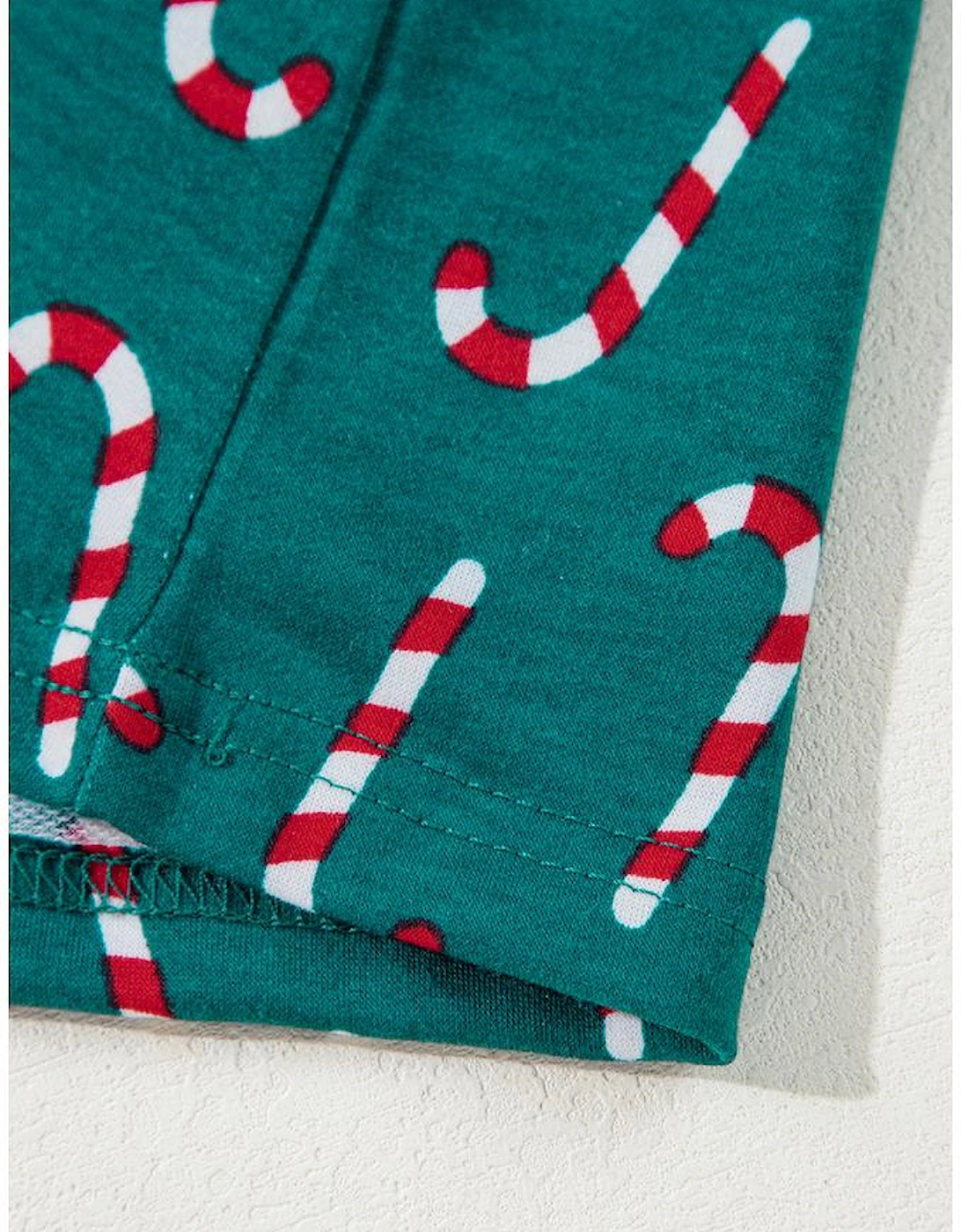 Green Christmas Candy Cane Printed Top and Pants Lounge Set
