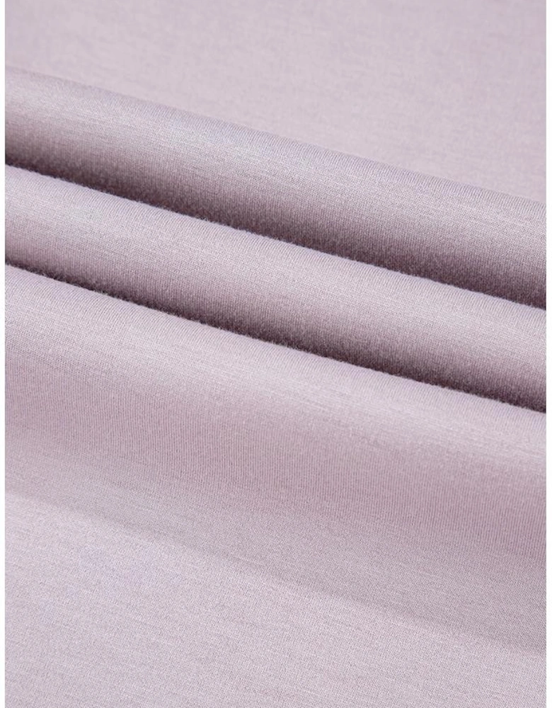 Orchid Petal Drawstring Waist Satin Stripe Patch Straight Leg High Waist Pants