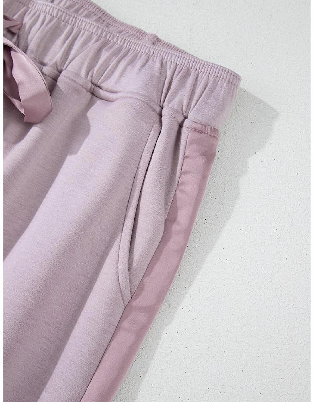 Orchid Petal Drawstring Waist Satin Stripe Patch Straight Leg High Waist Pants, 13 of 12