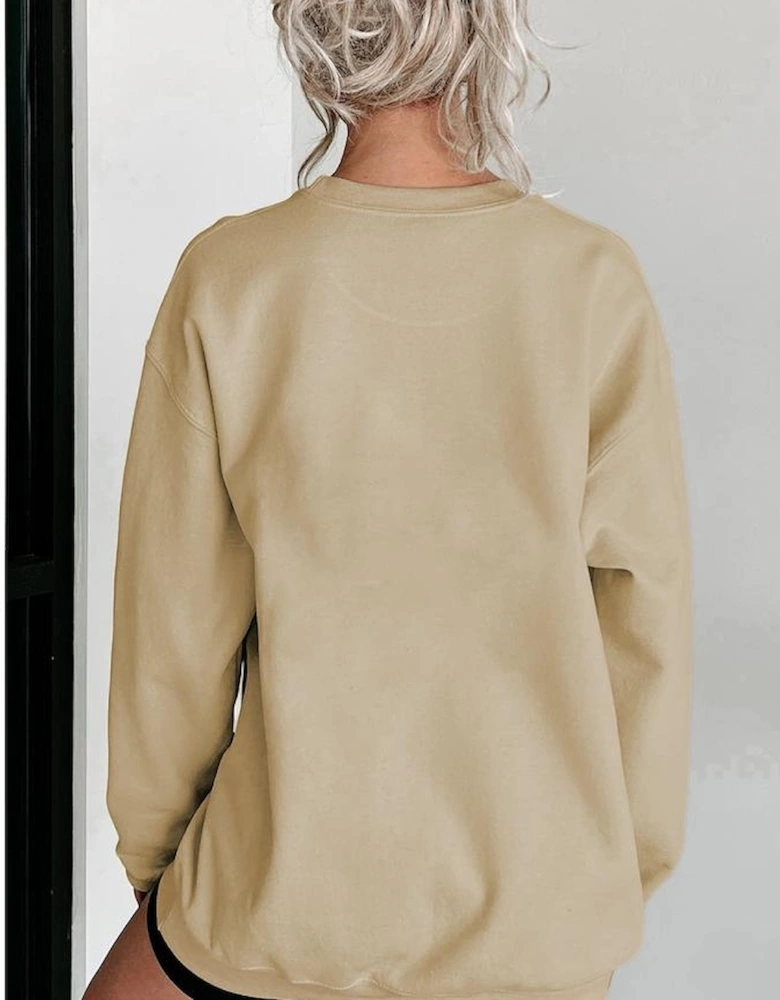 Parchment Festive Element Printed MERRY Christmas Graphic Sweatshirt