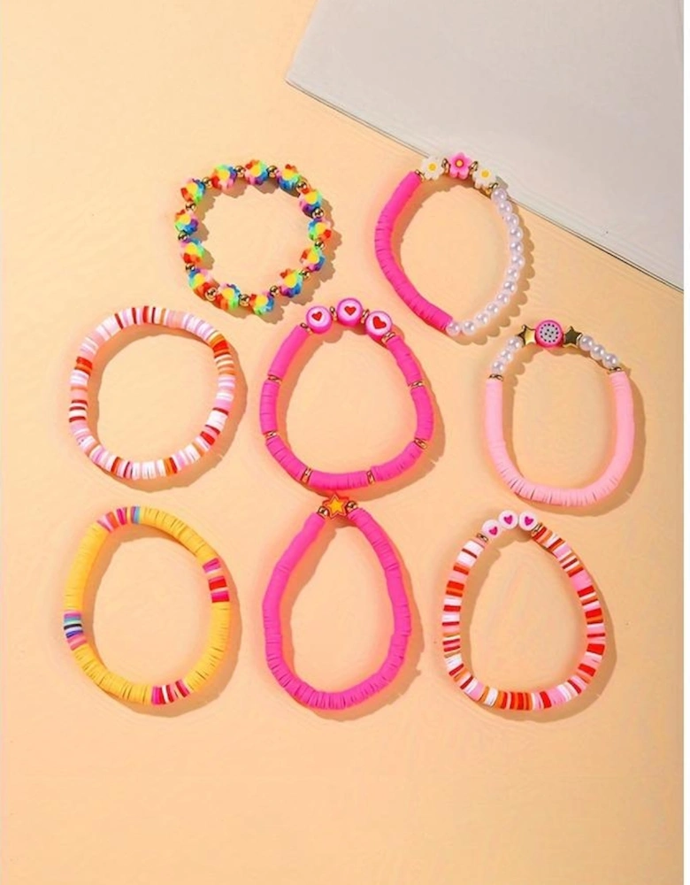 Coral Paradise Valentine Heart Flower Beaded Multi Layered Bracelet