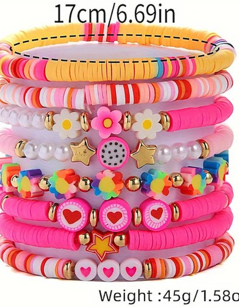 Coral Paradise Valentine Heart Flower Beaded Multi Layered Bracelet