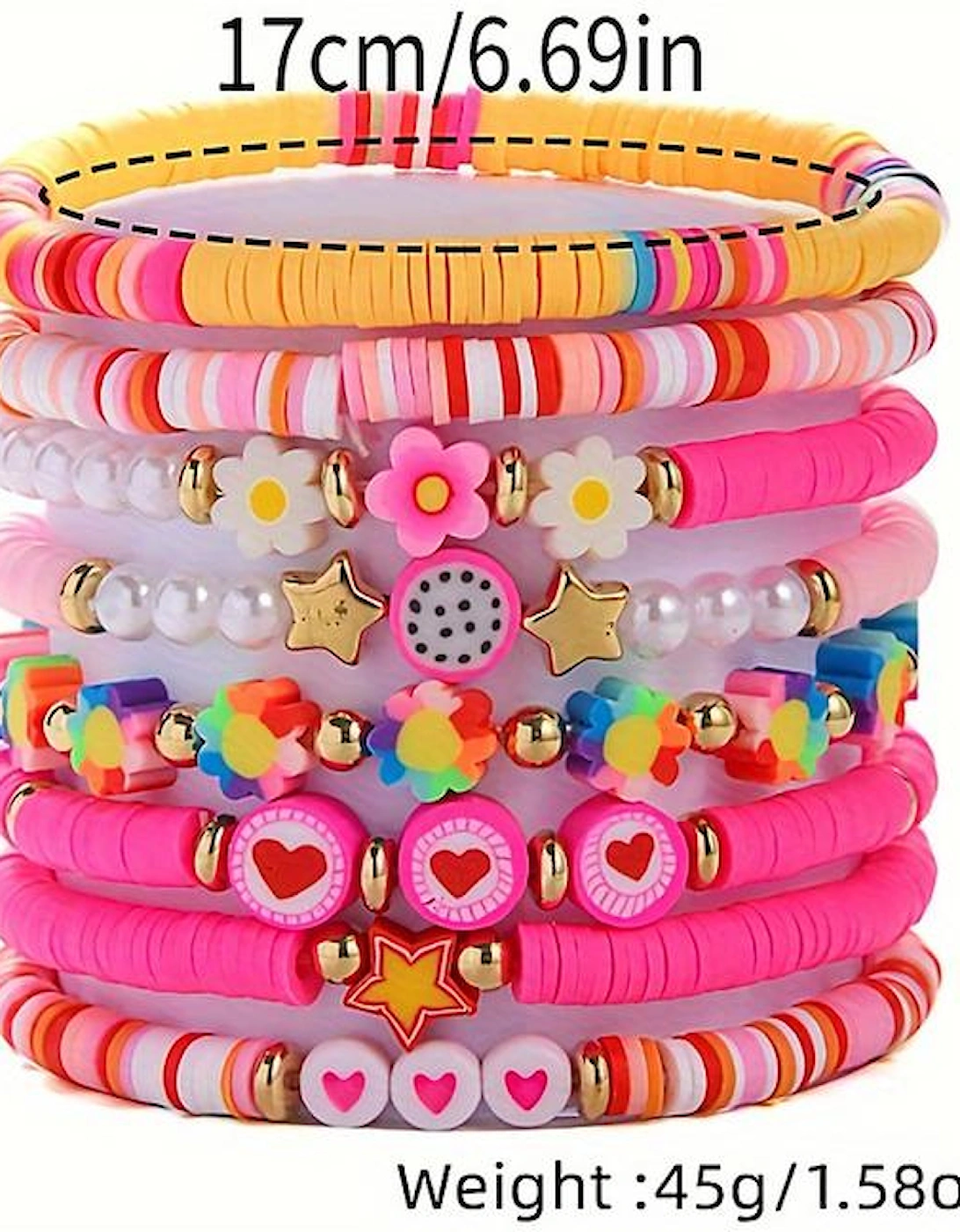 Coral Paradise Valentine Heart Flower Beaded Multi Layered Bracelet