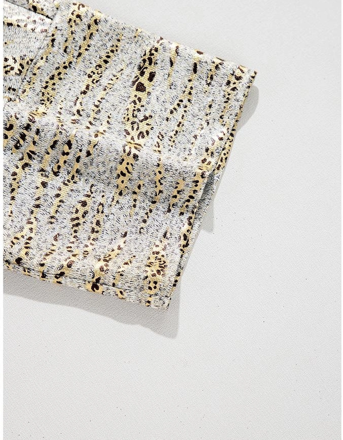 Gray Leopard Print Half Sleeve V Neck Loose Fit T Shirt