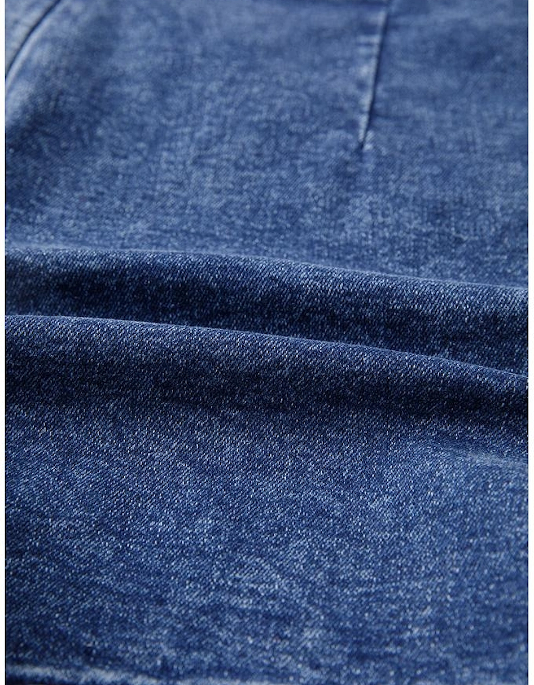 Sail Blue Acid Wash Asymmetric Twisted Wrapped Zipped Denim Skort