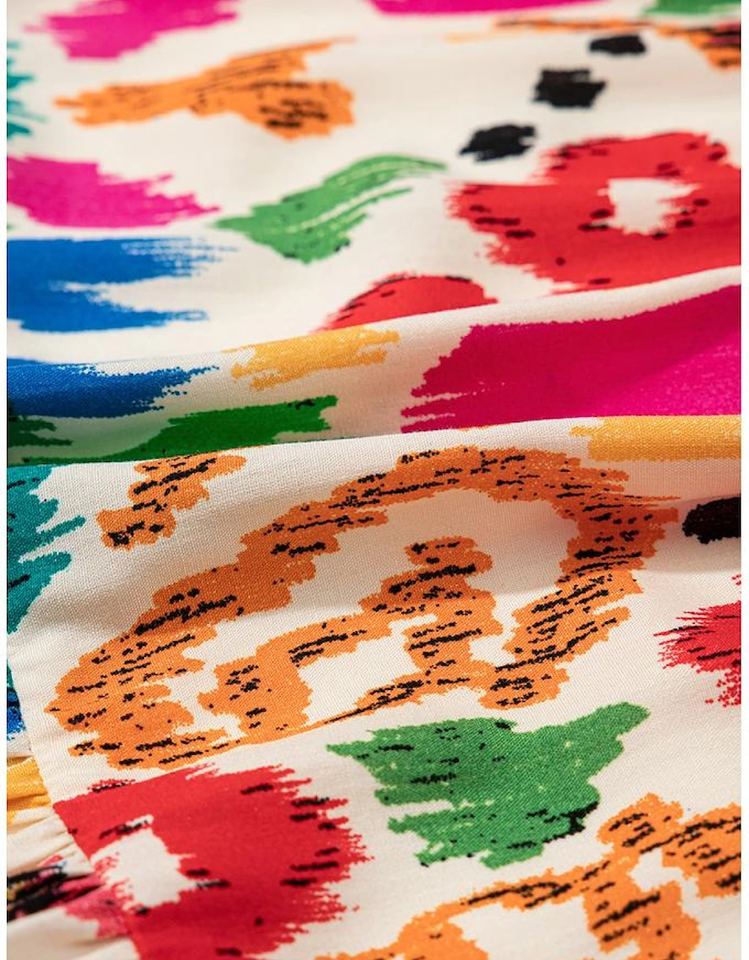 Sky Blue Abstract Print V Neck Dolman Sleeve Ruffle Tiered Mini Dress