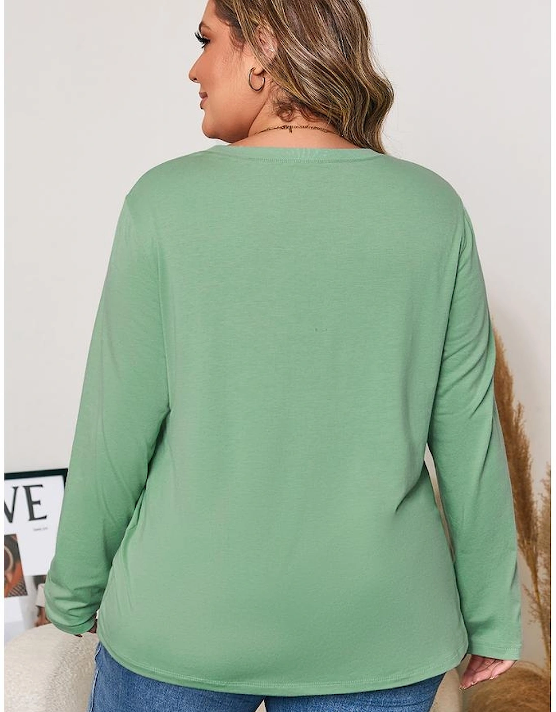 Grass Green Flower Applique Mineral Wash Plus Size Top, 15 of 14