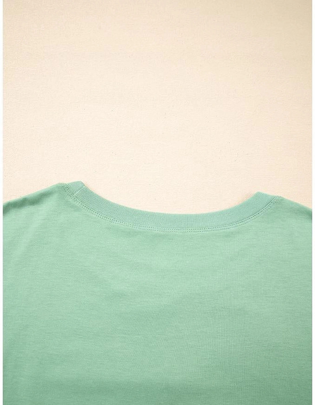 Grass Green Flower Applique Mineral Wash Plus Size Top