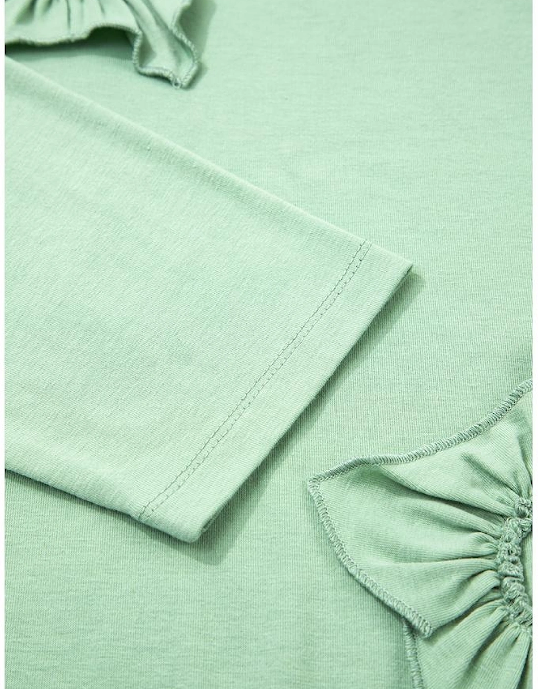 Grass Green Flower Applique Mineral Wash Plus Size Top