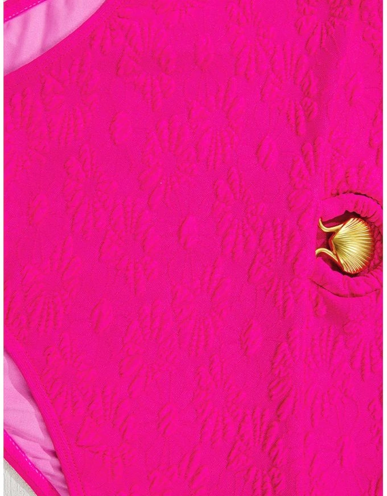 Rose Red Gold Shell Decor Wire-free Knotted 2pcs Bikini Swimsuit