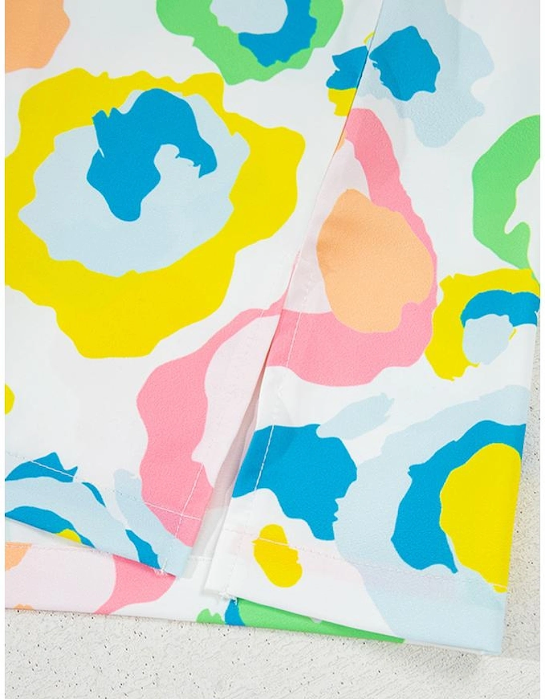 Green Chic Leopard Print Striped Detail Split Neck Blouse