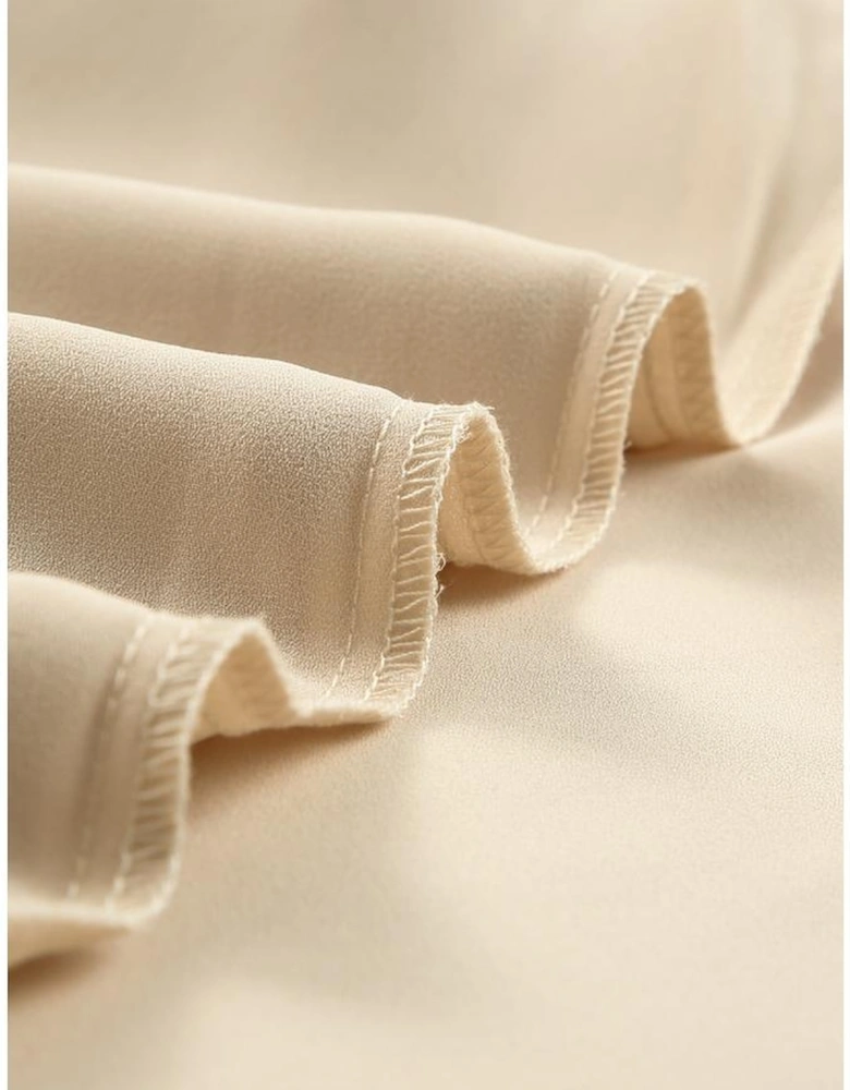 Beige Leopard Mesh Bubble Sleeve Split Neck Blouse