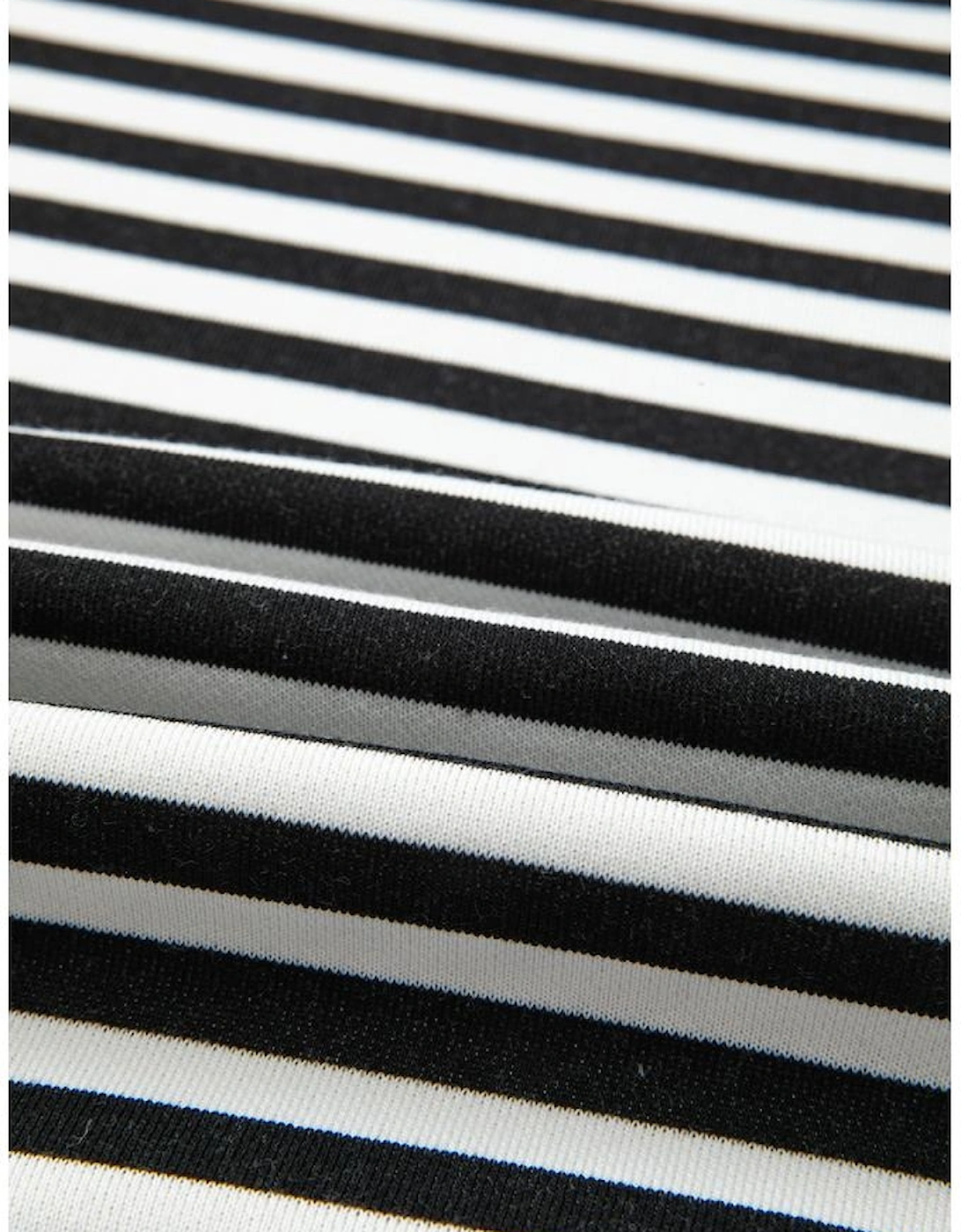 White Stripe Striped Contrast Ribbed Trim Crossed Stitch Drop Shoulder Sweatshirt