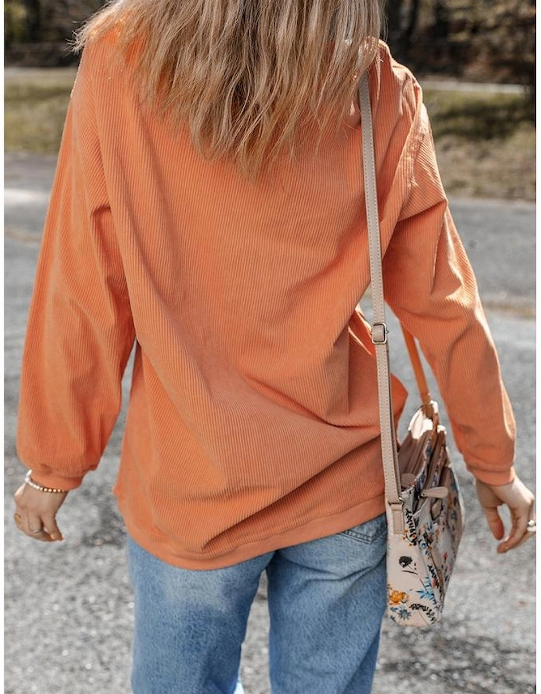 Orange SPOOKY SEASON Embroidered Letter Graphic Twisted Ribbed Sweatshirt