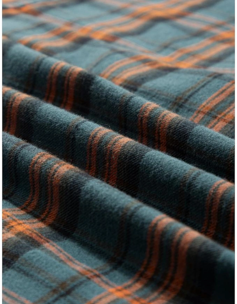 Green Plaid Long Sleeeve Side Split Distressed Hem Shirt