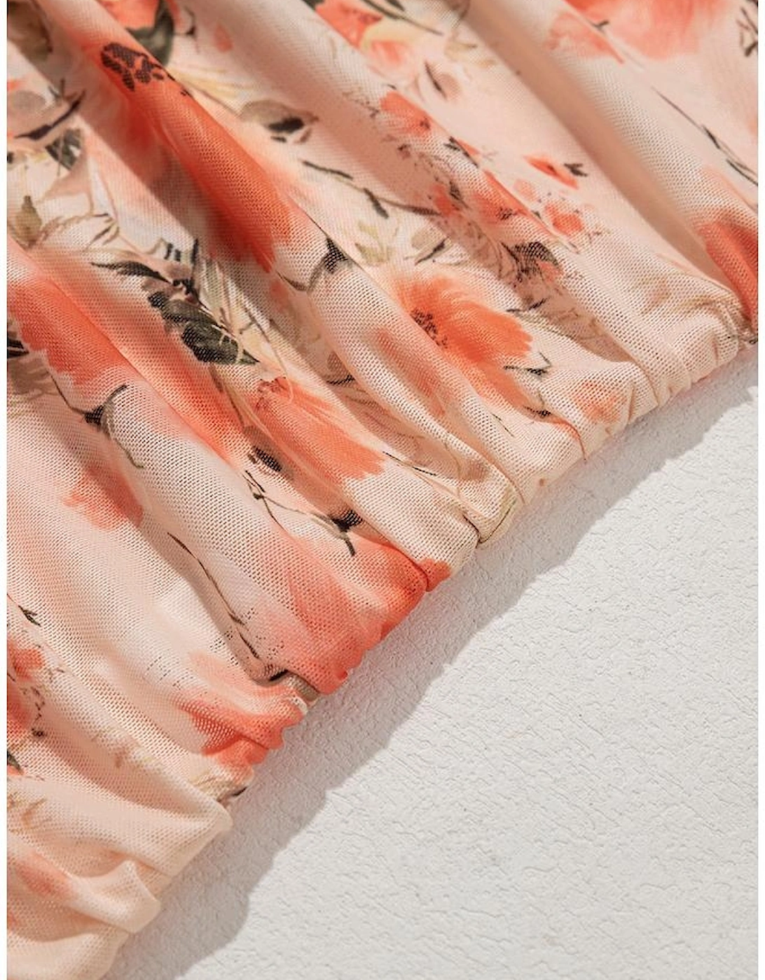 Red Mesh Floral Printed Slim Fit Tank Top