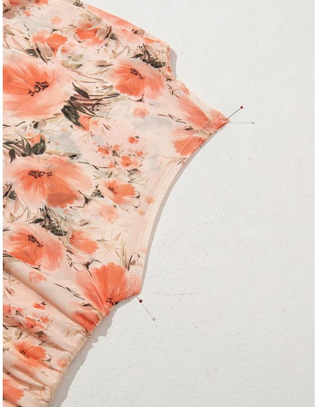 Red Mesh Floral Printed Slim Fit Tank Top