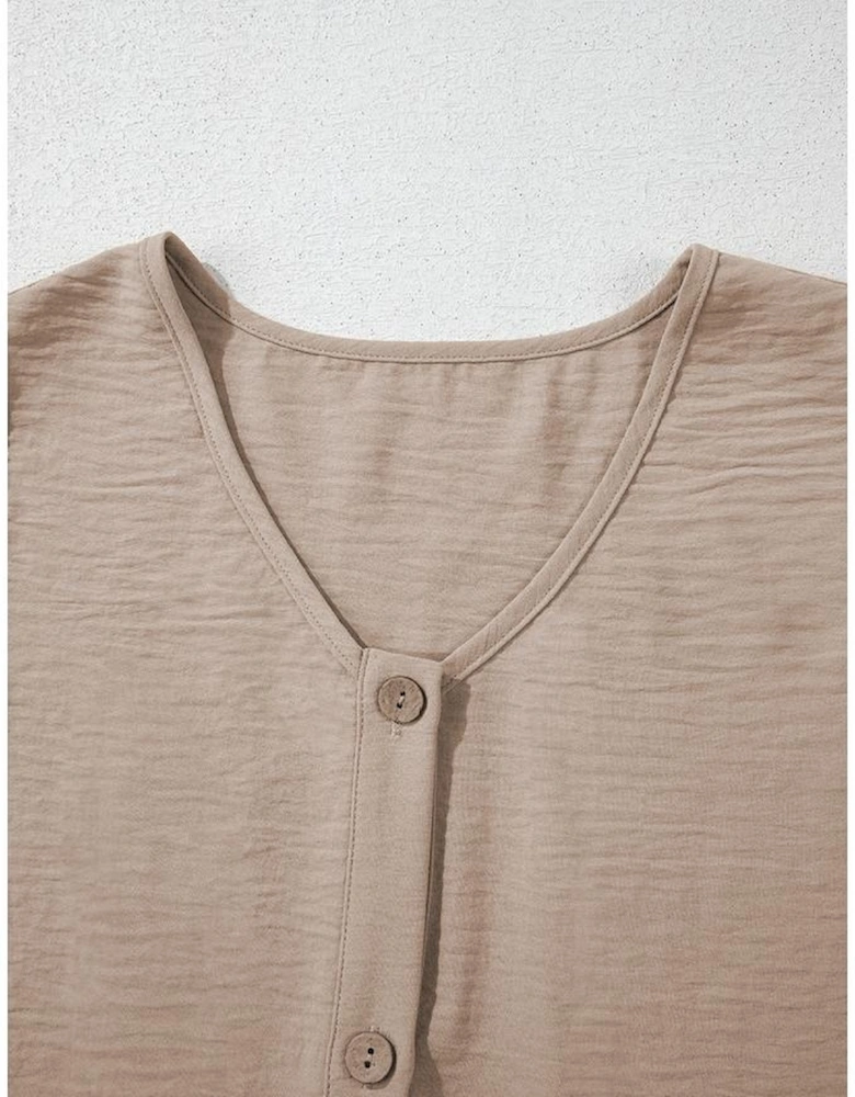 Goat Buttoned Vest Drawstring Wide Leg Pants 2pcs Set