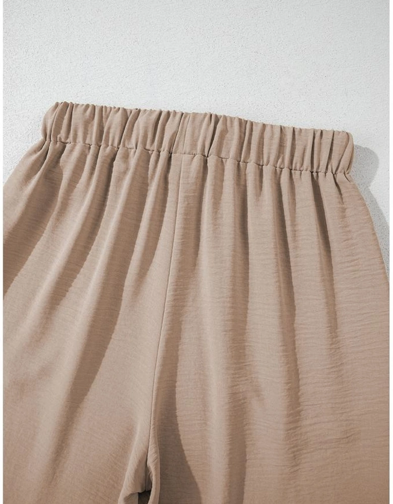 Goat Buttoned Vest Drawstring Wide Leg Pants 2pcs Set