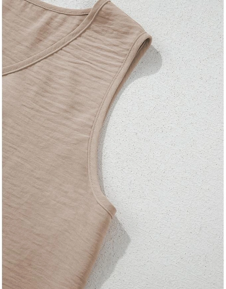 Goat Buttoned Vest Drawstring Wide Leg Pants 2pcs Set