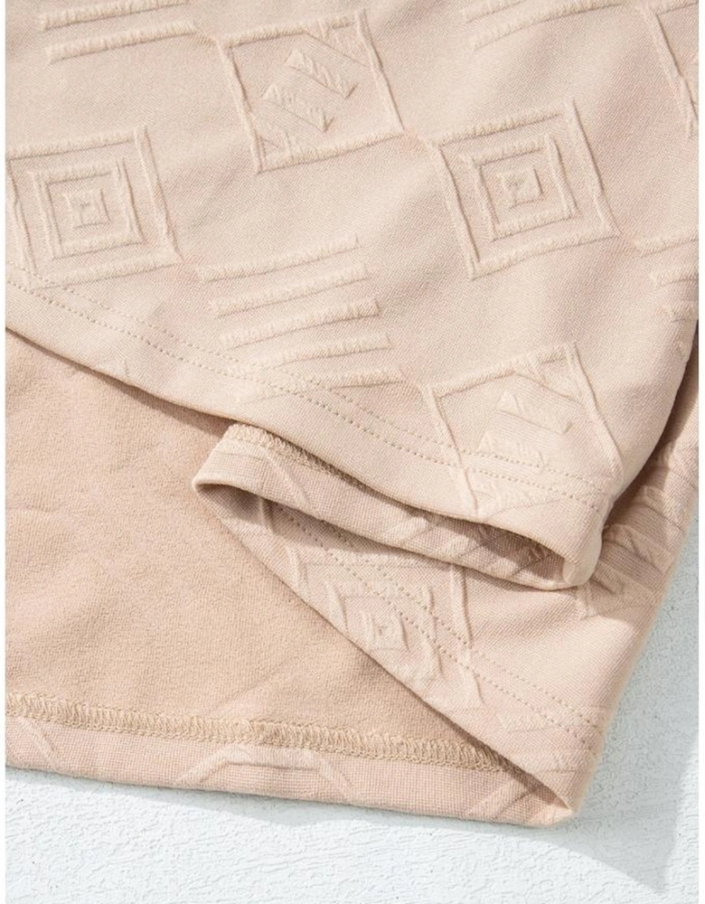 Parchment Plus Size Textured Drop Shoulder Crew Neck Sweatshirt