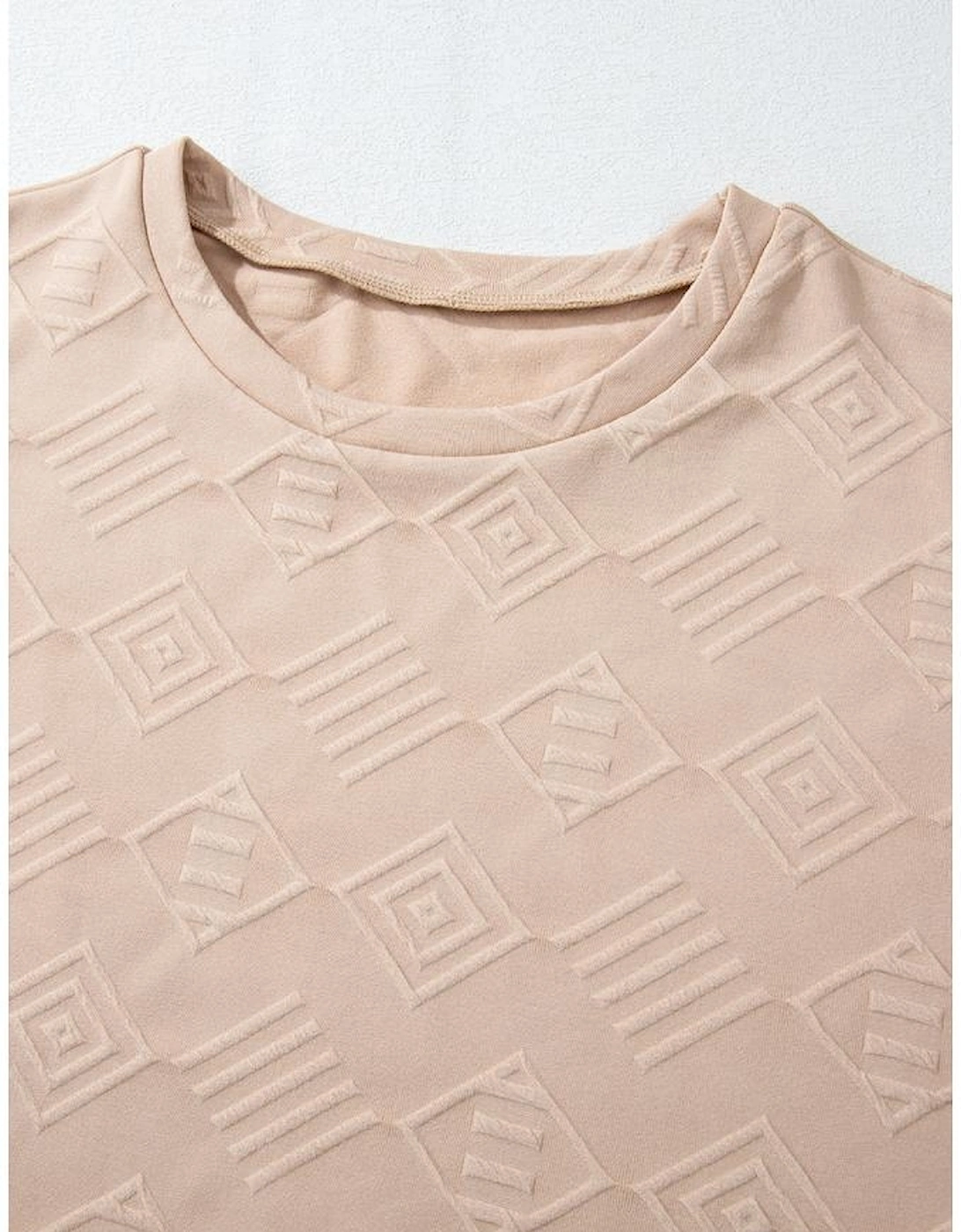 Parchment Plus Size Textured Drop Shoulder Crew Neck Sweatshirt