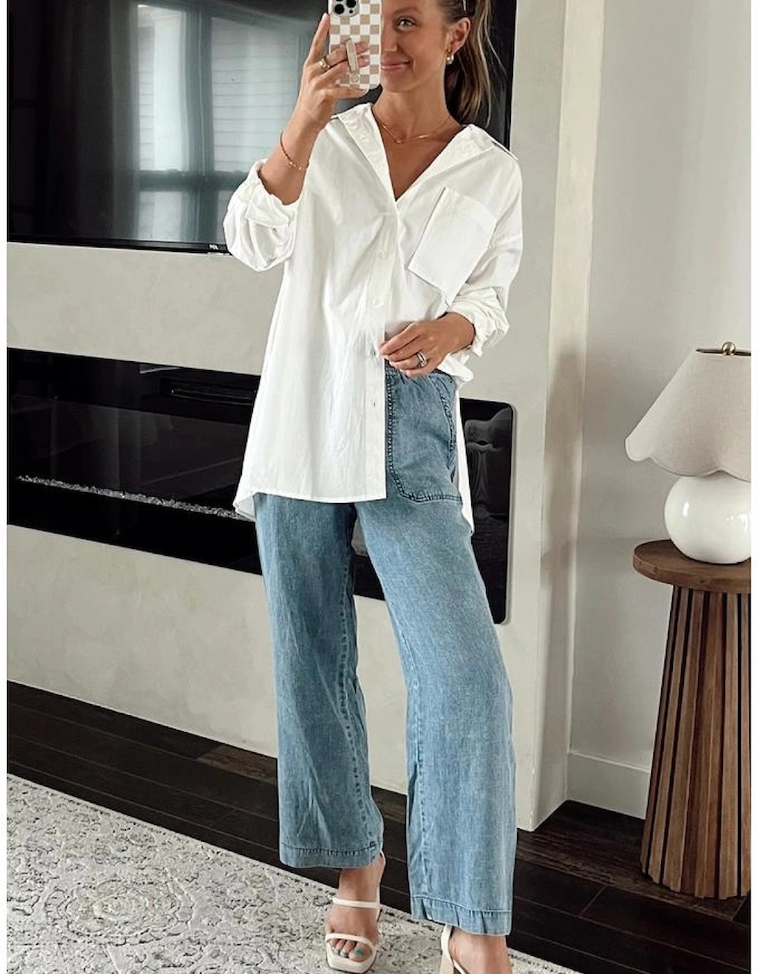 Myosotis Mineral Wash Drawstring Waist Loose Straight Denim Pants