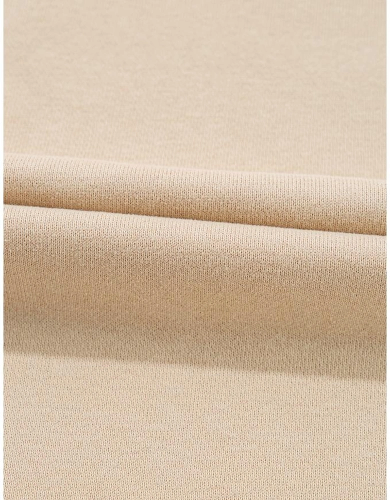 Apricot Striped Accent Pullover and Shorts Two Piece Casual Set