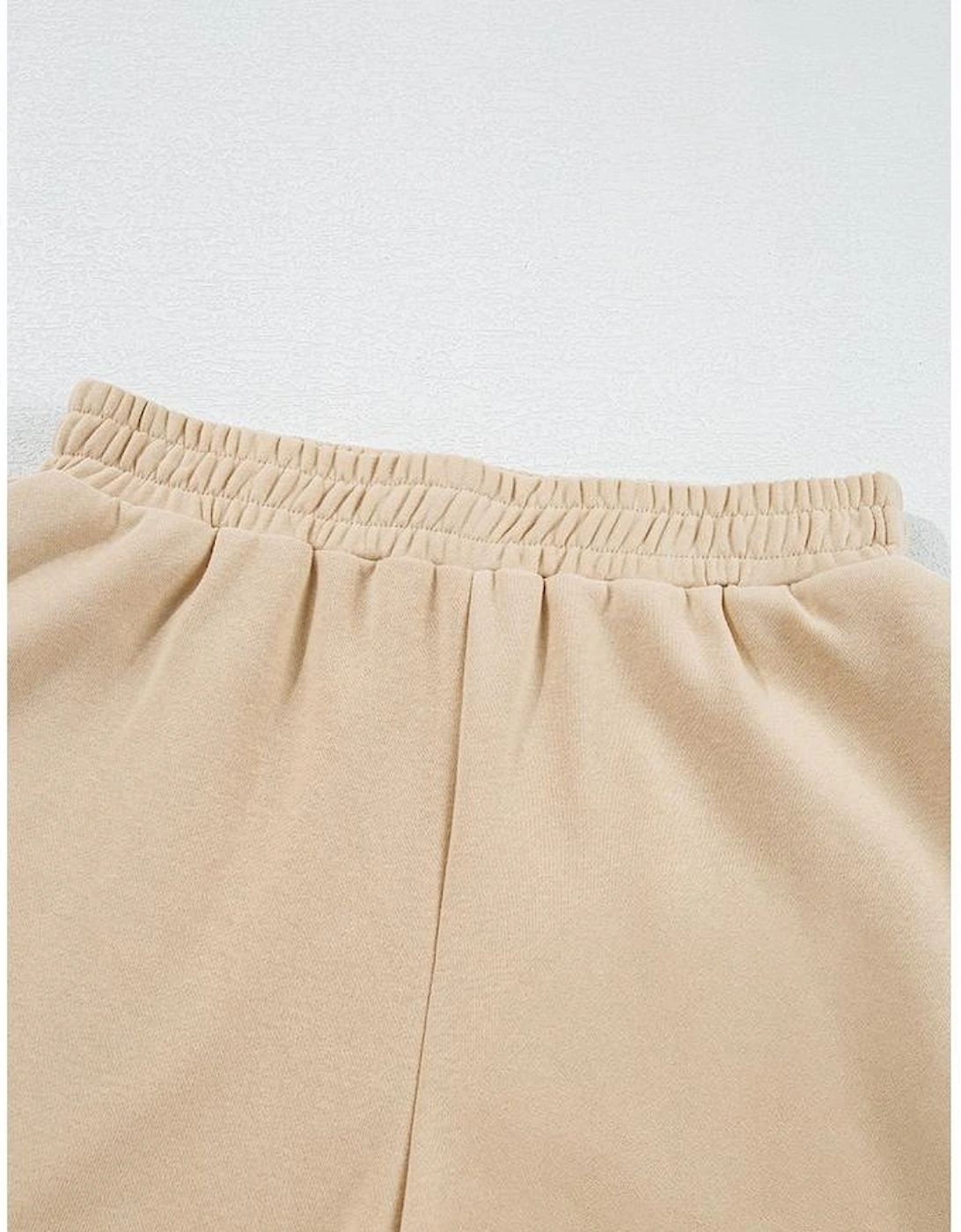 Apricot Striped Accent Pullover and Shorts Two Piece Casual Set