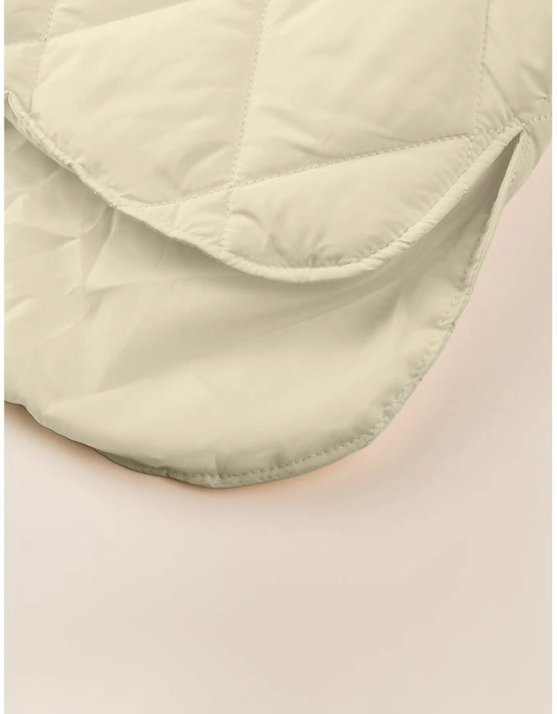 Beige Quilted Snap Button Hooded Coat