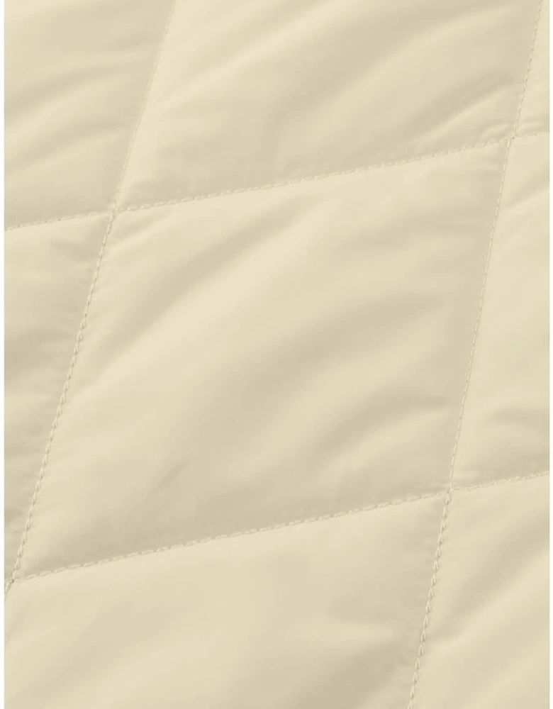 Beige Quilted Snap Button Hooded Coat