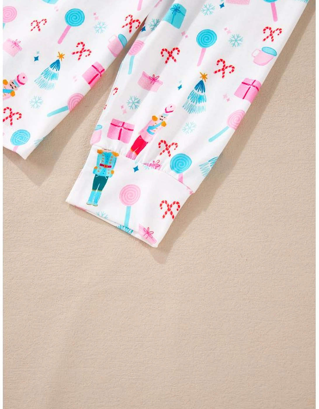 White Christmas Pattern Long Sleeve Top and Wide Leg Pants Set