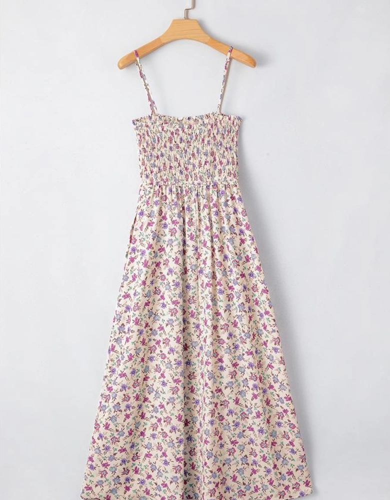 Multicolour Bohemian Ditsy Floral Smocked Fit Flare Sundress