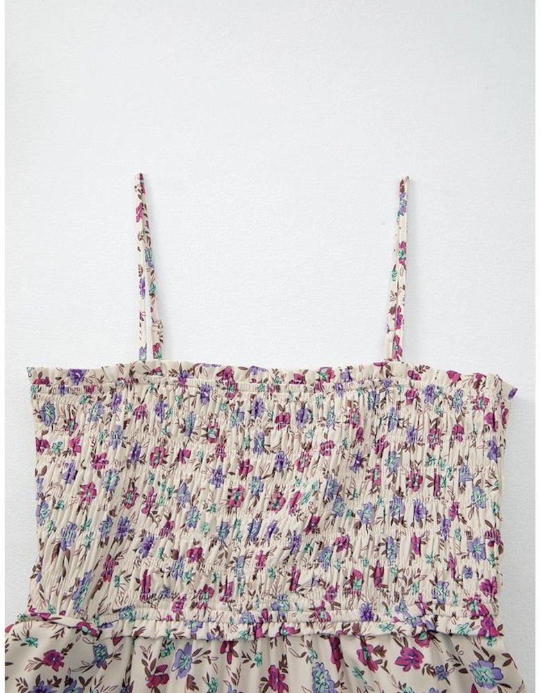 Multicolour Bohemian Ditsy Floral Smocked Fit Flare Sundress