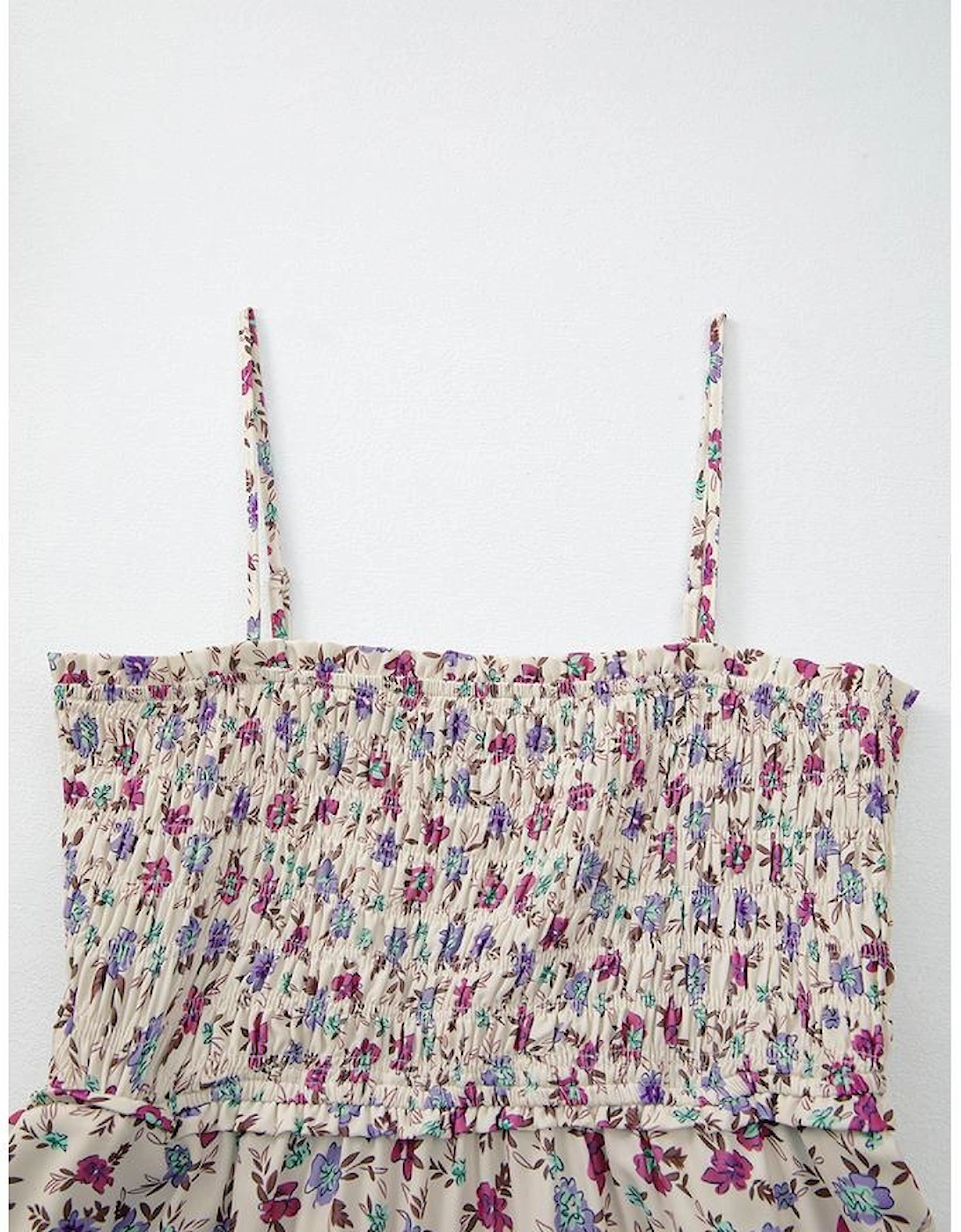 Multicolour Bohemian Ditsy Floral Smocked Fit Flare Sundress