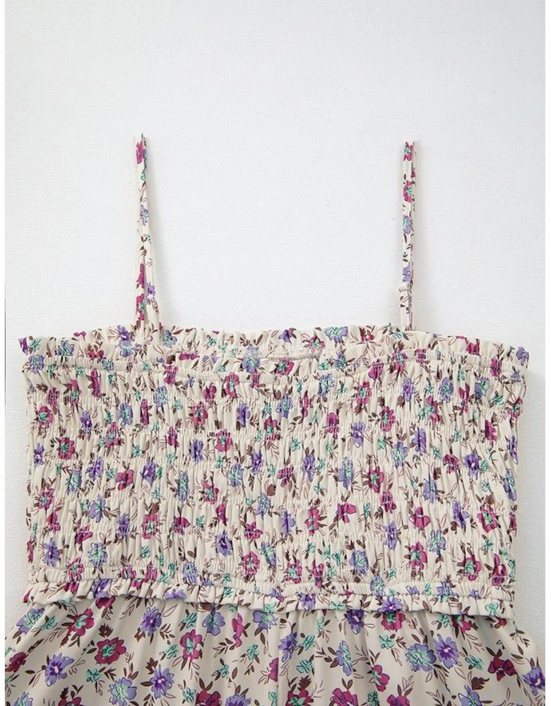Multicolour Bohemian Ditsy Floral Smocked Fit Flare Sundress