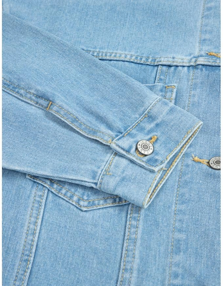 Dark Blue Washed Oversize Pocketed Denim Jacket