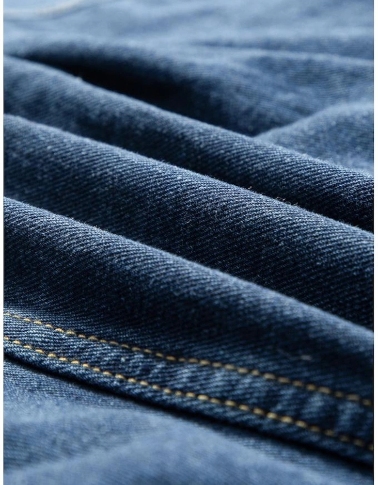 Dark Blue Washed Oversize Pocketed Denim Jacket