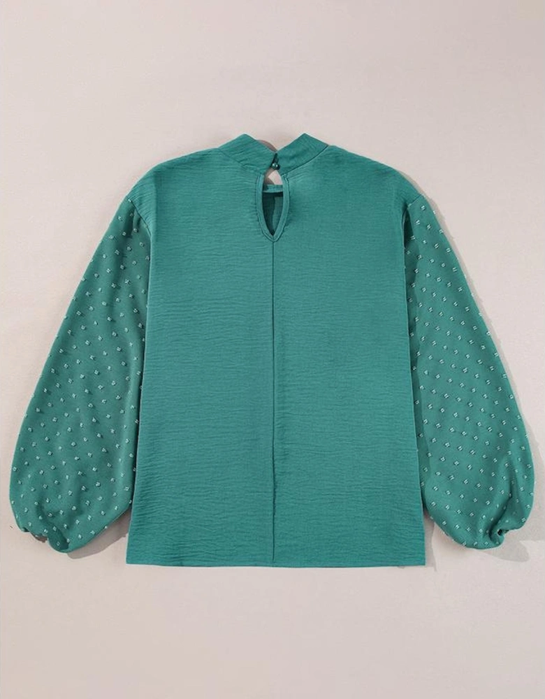 Skobeloff Swiss Dot Balloon Sleeve Loose Blouse