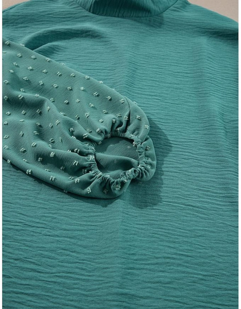 Skobeloff Swiss Dot Balloon Sleeve Loose Blouse