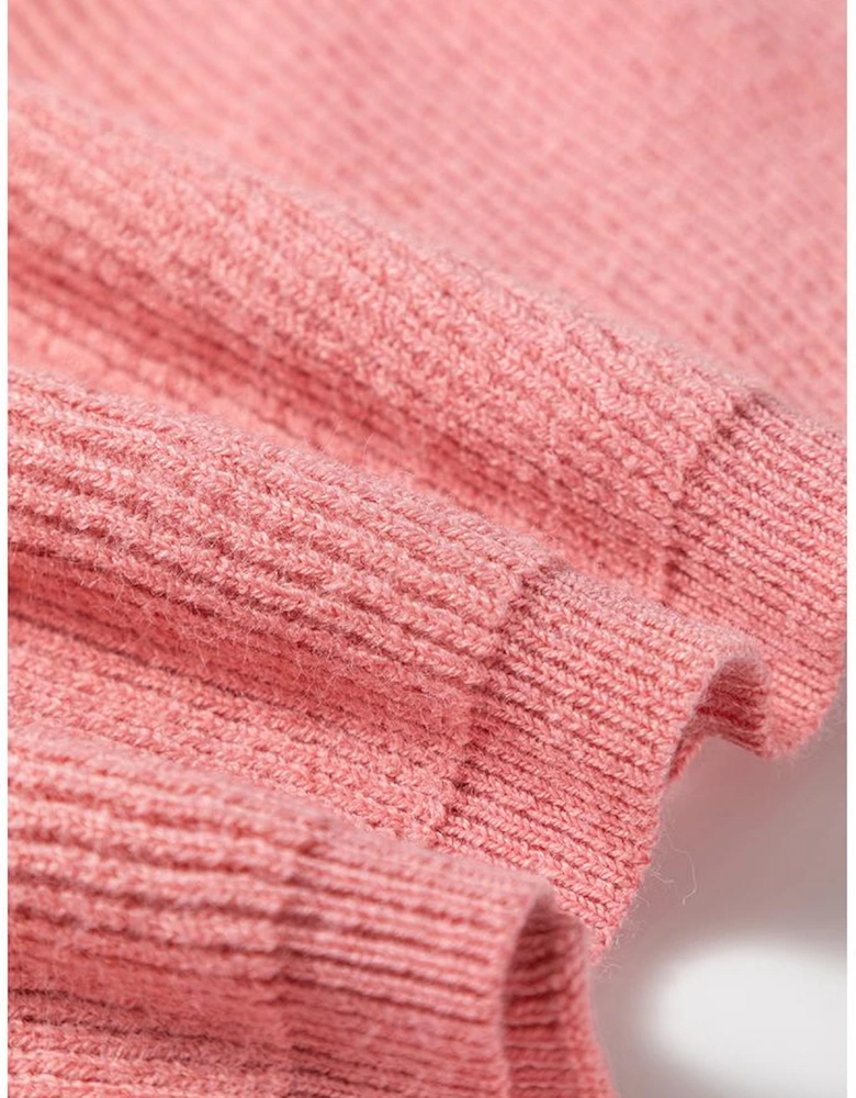 Light Pink Ribbed Knit Half Sleeve Plus Size Poncho Style Sweater