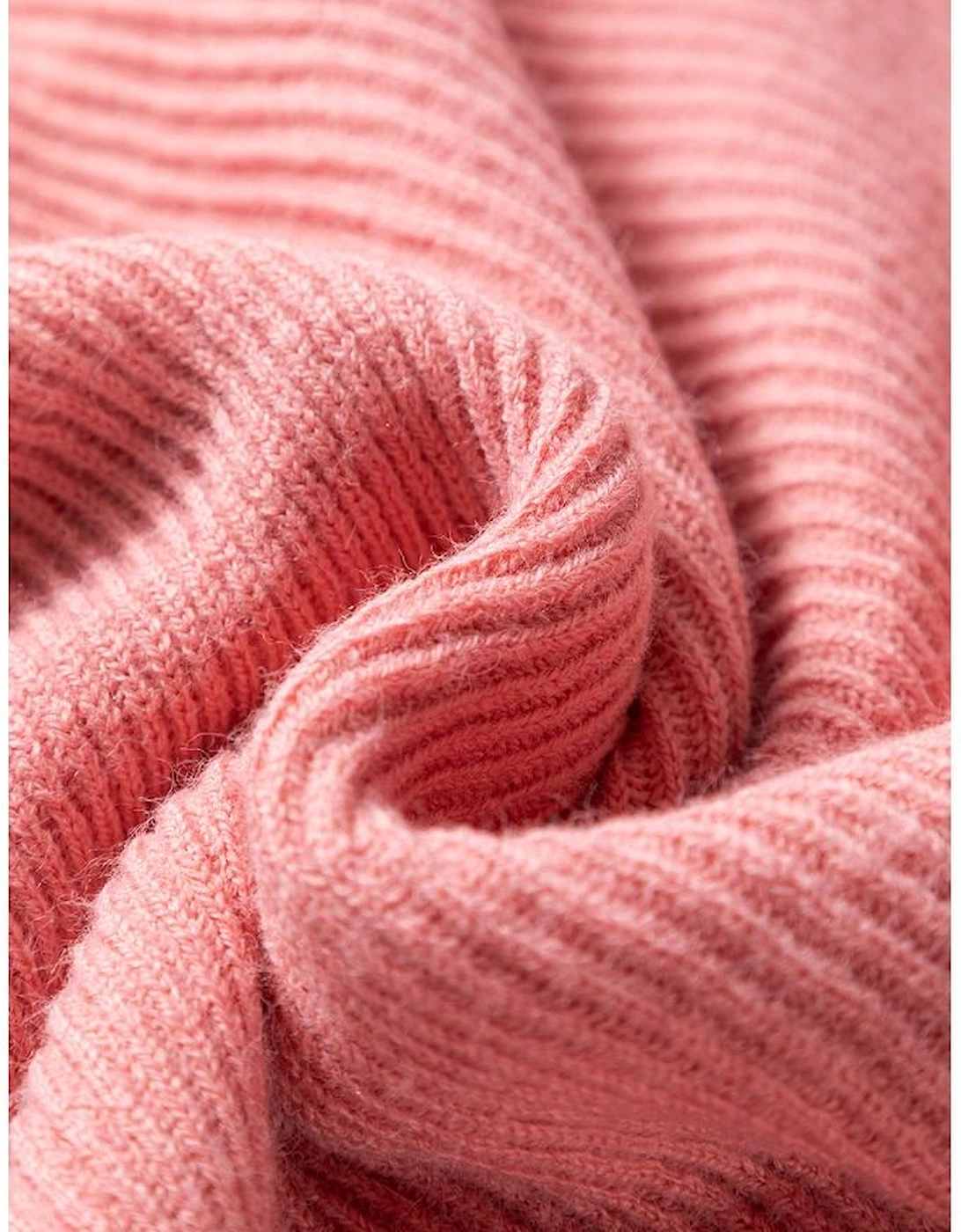 Light Pink Ribbed Knit Half Sleeve Plus Size Poncho Style Sweater