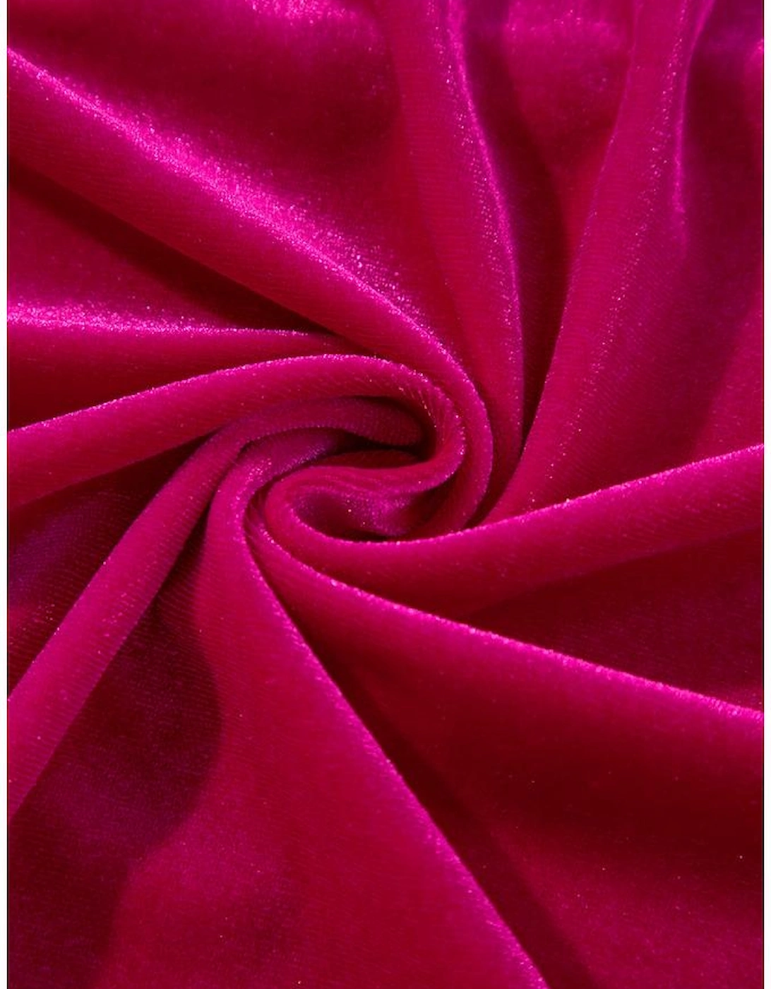 Rose Red Solid Velvet Ruffled Two Piece Pants Set