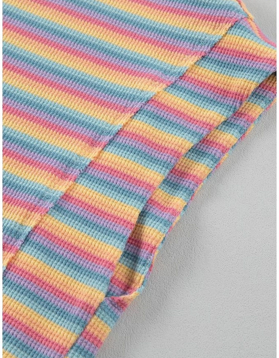 Pink Stripe Crew Neck Tee and Tasseled Drawstring Shorts Set