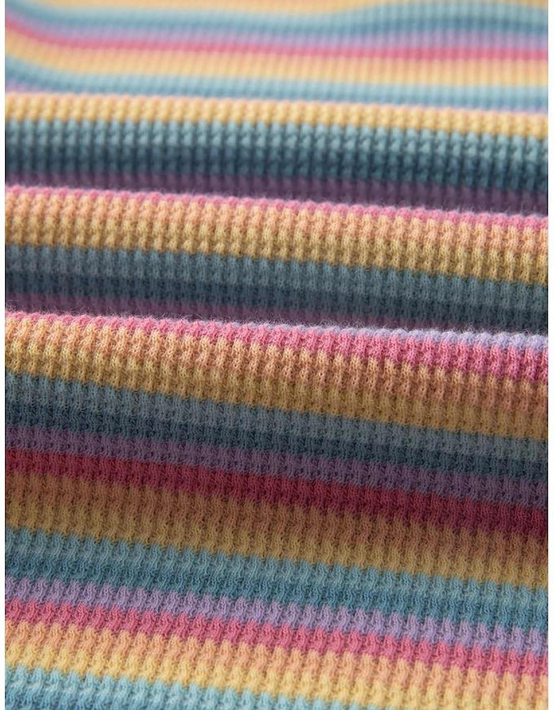 Pink Stripe Crew Neck Tee and Tasseled Drawstring Shorts Set