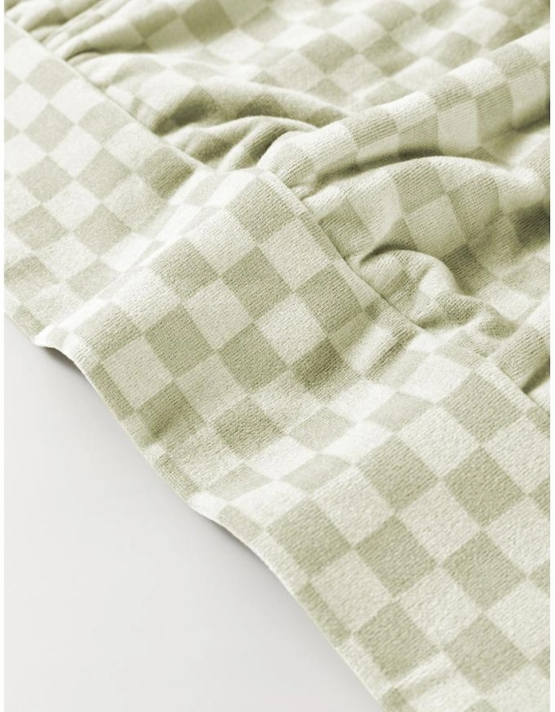 Green Checkered Print Kangaroo Pocket Drawstring Hoodie