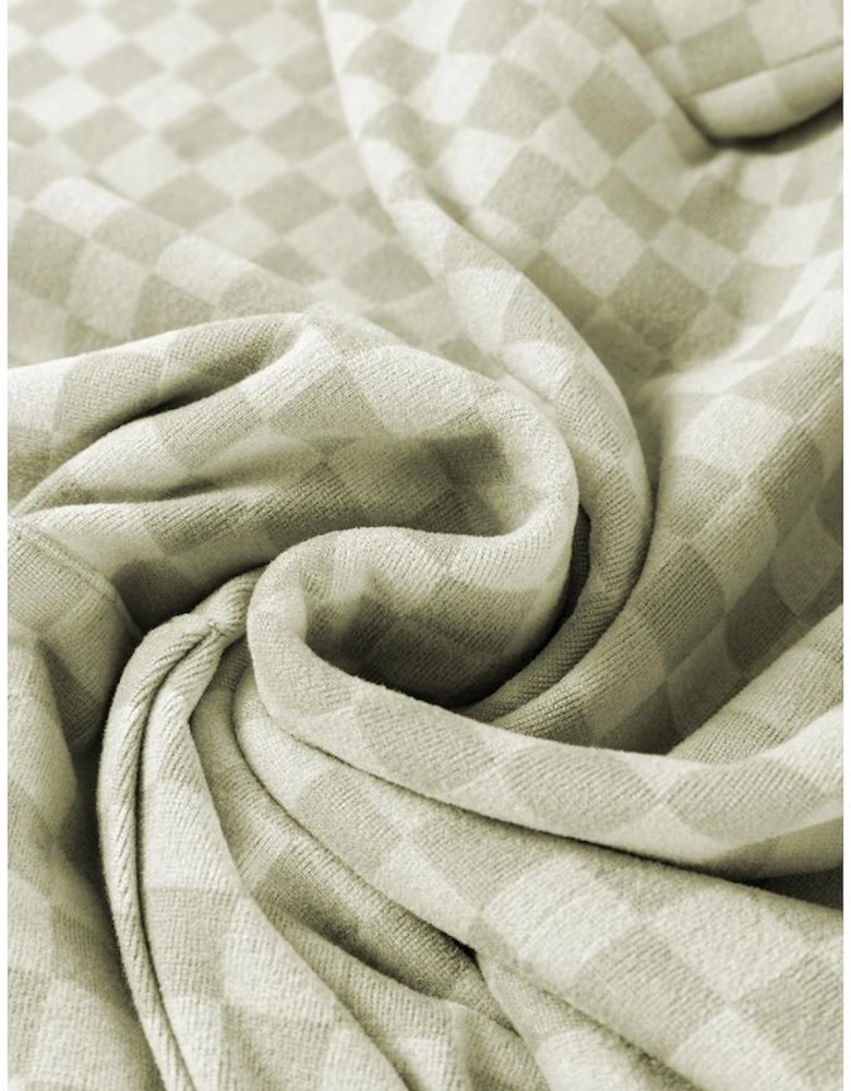 Green Checkered Print Kangaroo Pocket Drawstring Hoodie