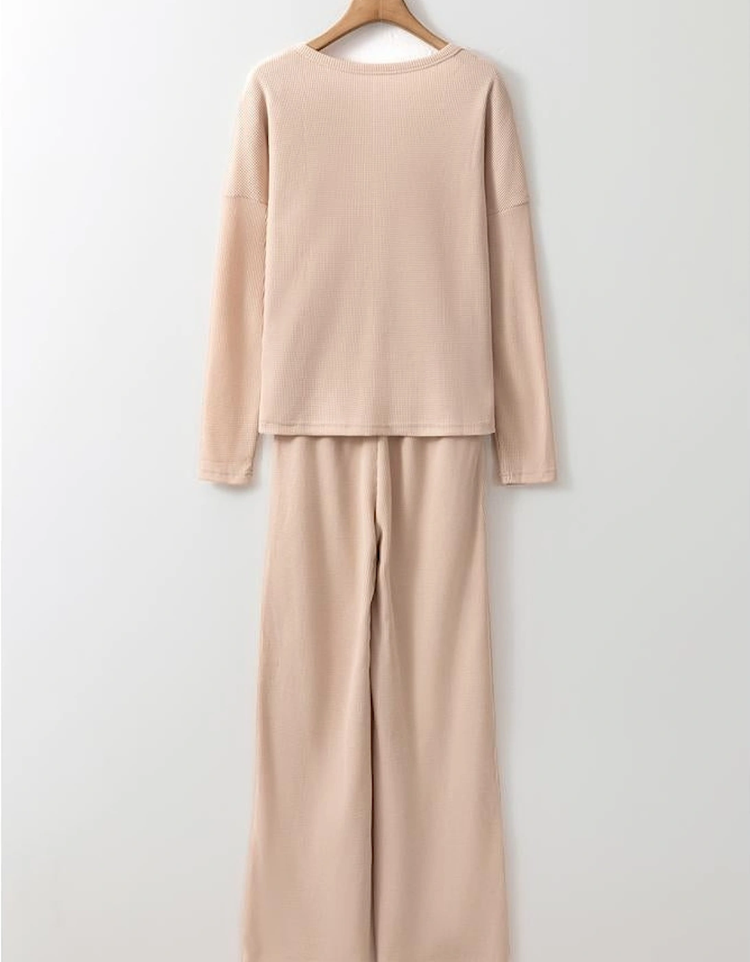 Parchment Textured Long Sleeve T Shirt and Pants Lounge Set