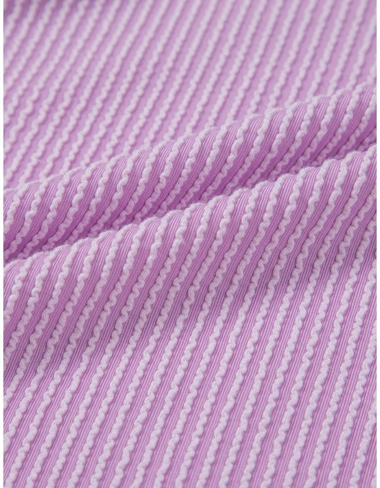 Orchid Bouquet Corded Flap Pocket Collared Buttoned Short Sleeve Blouse