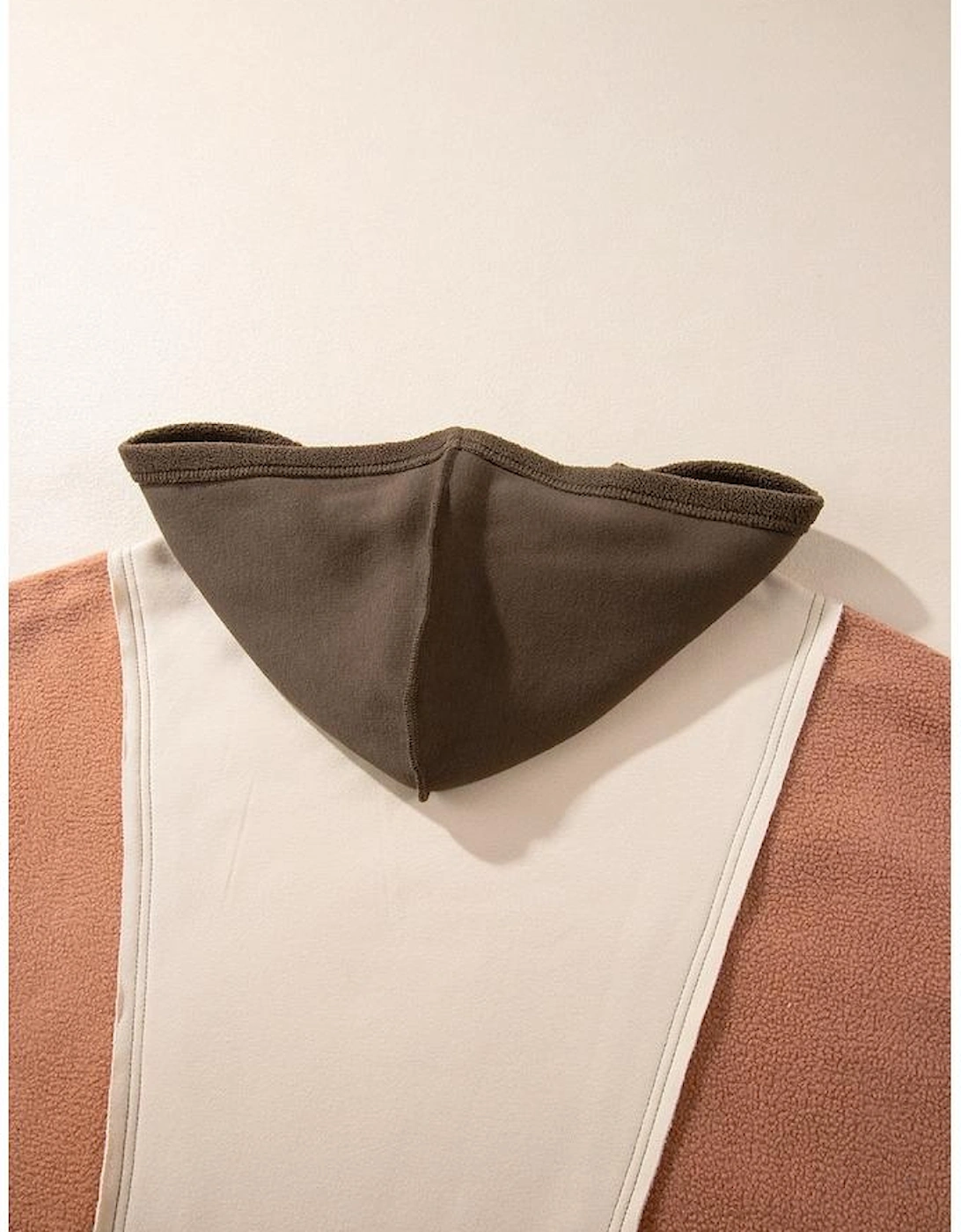 Brown Exposed Seam Colorblock Plus Size Hoodie